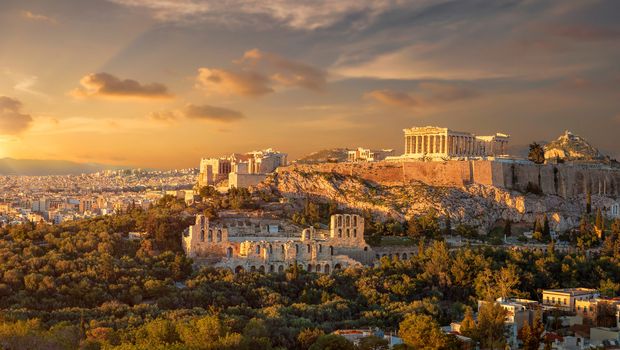 Akropolis bei Sonnenuntergang