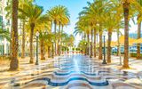 Alicante, sonnige Promenade mit Palmen