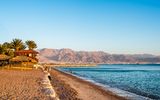 View of Eilat beach, Israel over Aqaba city, Jordan