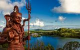 Shiv statue over the Grand Bassin lake in Mauritius